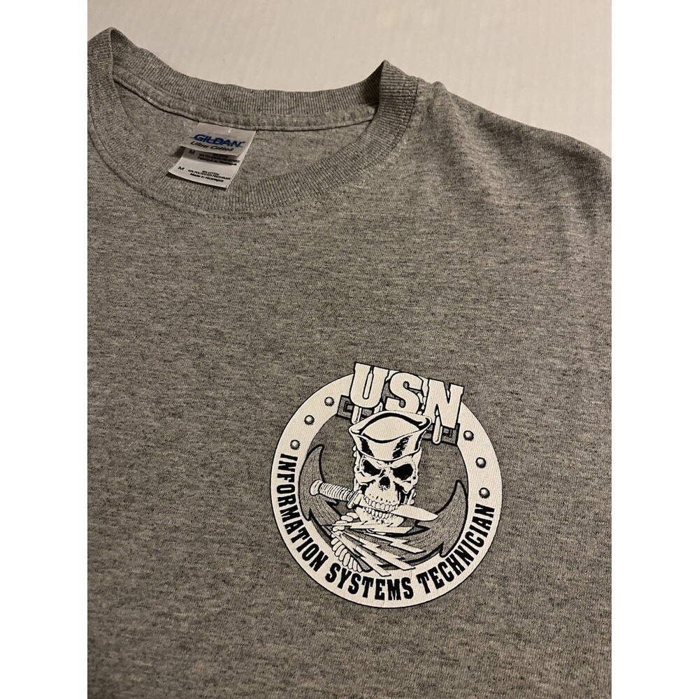 US Navy Information Systems Technician Skull Octopus Military Veteran T-Shirt M